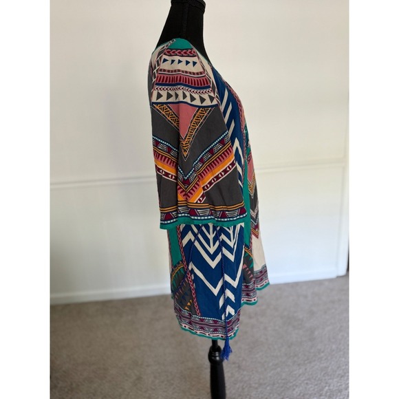 Flying Tomato Bohemian Tunic Dress Bell Sleeve Colorful Print rayon Size S - Picture 8 of 10